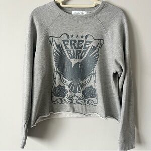 Women's Free Bird Graphic Gray Sweatshirt, cropped, size medium